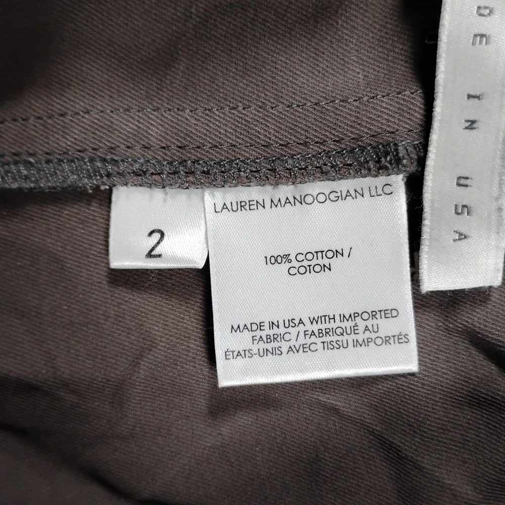 Lauren Manoogian Brown Cotton Elastic Waist Tapered Cuffed Trouser Pants Size 2